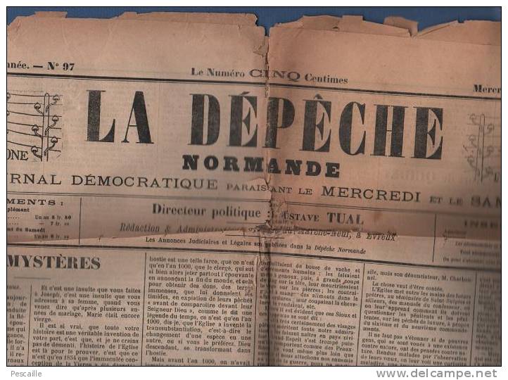 LA DEPECHE NORMANDE 19 AOUT 1903 - EVREUX - Informations Générales