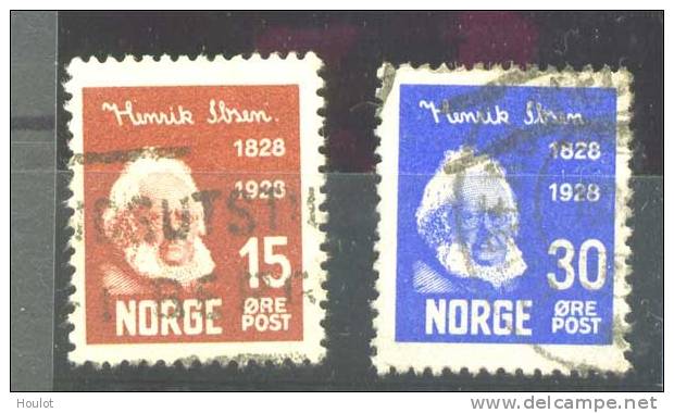 Norwegen  Mi.N°  138 + 140 Gestempelt 1928, 00. Geburtstag Von Henrik Ibsen Beide Höchstwerte Aus Dem Satz - Usati