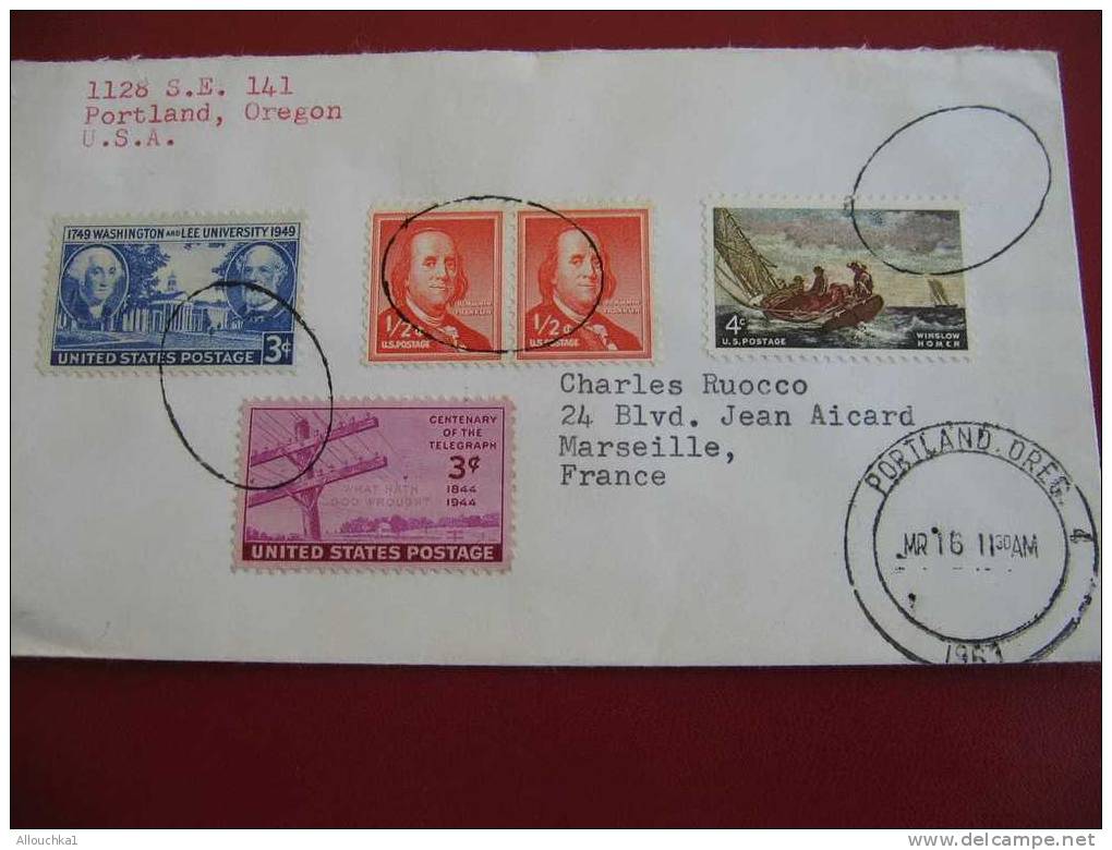 MARCOPHILIE LETTRE USA ETATS UNIS PORTLAND POUR MARSEILLE FRANCE 1963 - Lettres & Documents