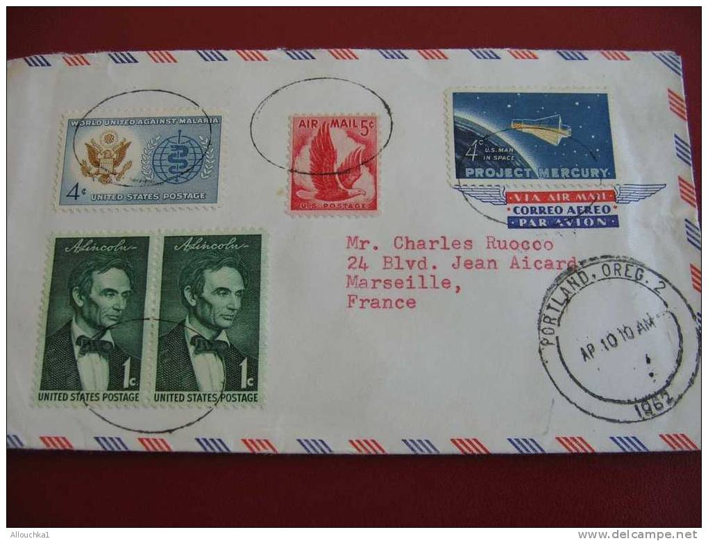 MARCOPHILIE LETTRE USA ETATS UNIS PORTLAND POUR MARSEILLE FRANCE 1962 - Cartas & Documentos