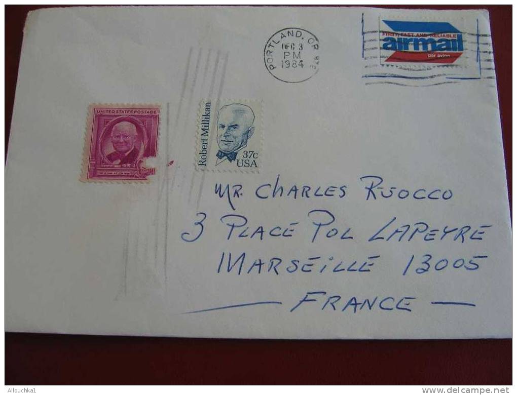 MARCOPHILIE LETTRE USA ETATS UNIS PORTLAND  POUR MARSEILLE FRANCE 1984 - Lettres & Documents