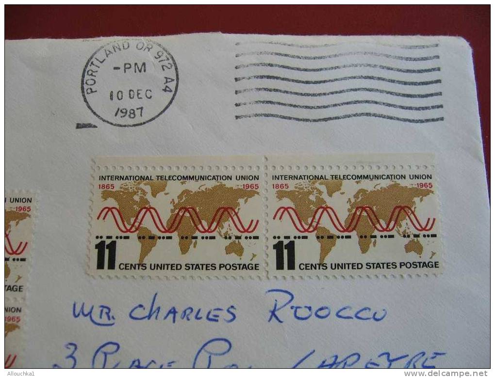 MARCOPHILIE LETTRE USA ETATS UNIS PORTLAND  POUR MARSEILLE FRANCE 1987 - Covers & Documents