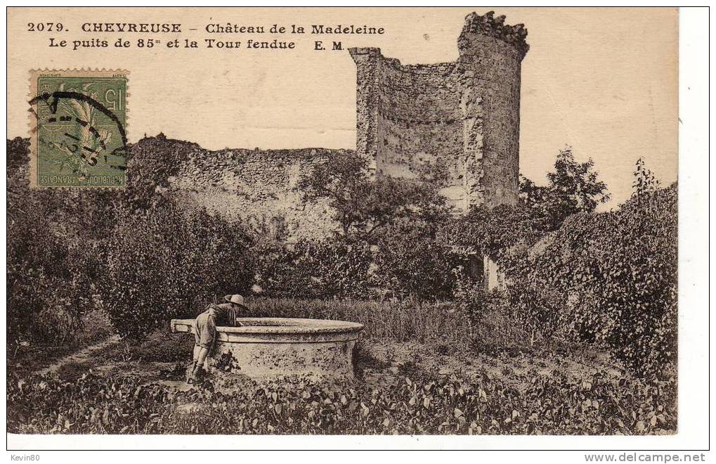 78 CHEVREUSE  Château De La Madeleine Le Puits De 85m Et La Tour Fendue Cpa Animée - Chevreuse