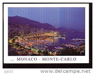 Jolie CP Monaco Monte Carlo Vue Générale Sur Le Port Au Crépuscule - A Circulée - Porto