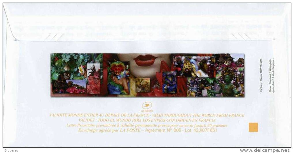 PAP Précasé Avec Timbre "Coiffe Madras" Sur Papier Glacé + Carte Et Illustration "Carnaval De Guyane" - PAP: Sonstige (1995-...)
