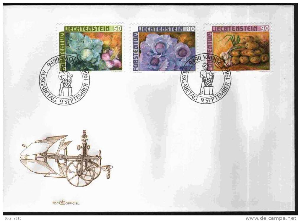 Fdc Liechtenstein 1986 Végétaux Légumes Pommes De Terre Ails Choux Navets - Gemüse