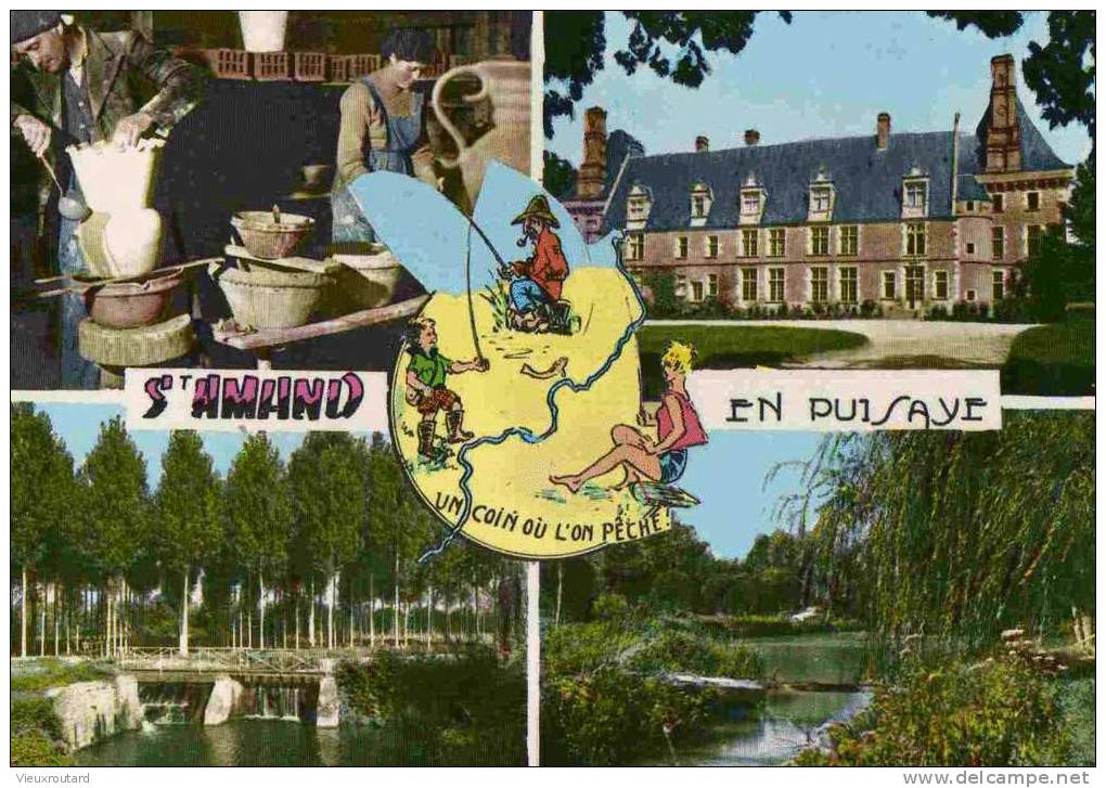 CPSM.  ST AMAND EN PUISAYE. 4 VUES. DATEE 1976 - Saint-Amand-en-Puisaye