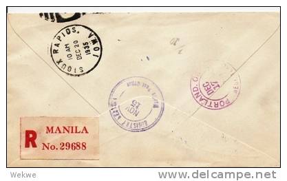 Phi028/ PHILIPPIENEN -  Commonwealth 1935, FDC, Einschreiben US-Customs. - Philippinen