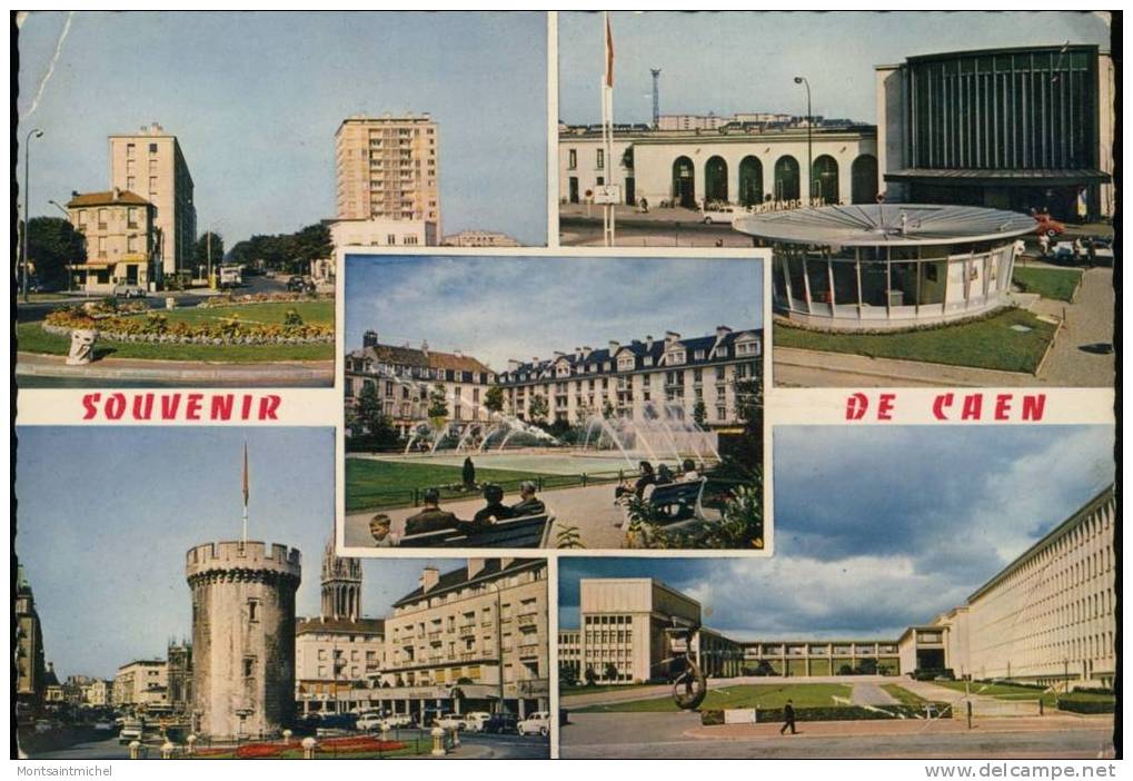 Caen Calvados 14. 5 Vues Diverses: La Gare Et L'Office De Tourisme. Tour Le Roy. L'Université Etc. - Caen