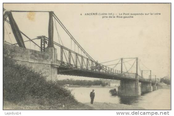 D 638/ CPA  ANCENIS   (44)   LE PONT SUSPENDU SUR LA LOIRE - Ancenis