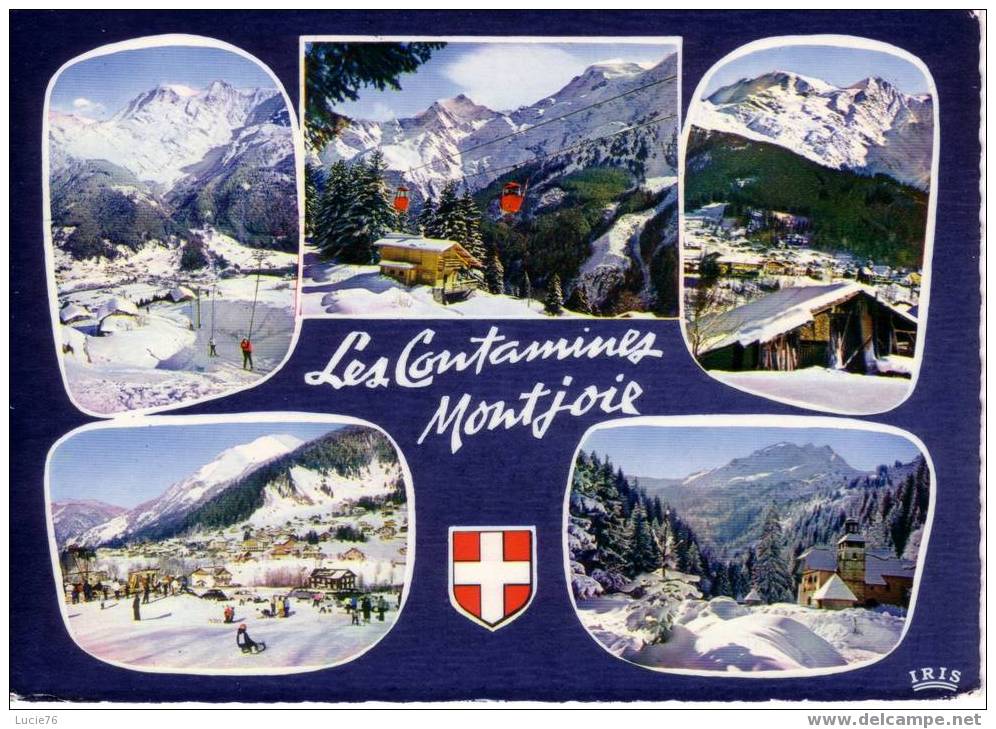 LES CONTAMINES MONTJOIE  -   N°  2151  -   5 Vues  : Vue Prise Des Pistes Du NIVORIN, Le Télébenne De Montjoie, ...... - Les Contamines-Montjoie