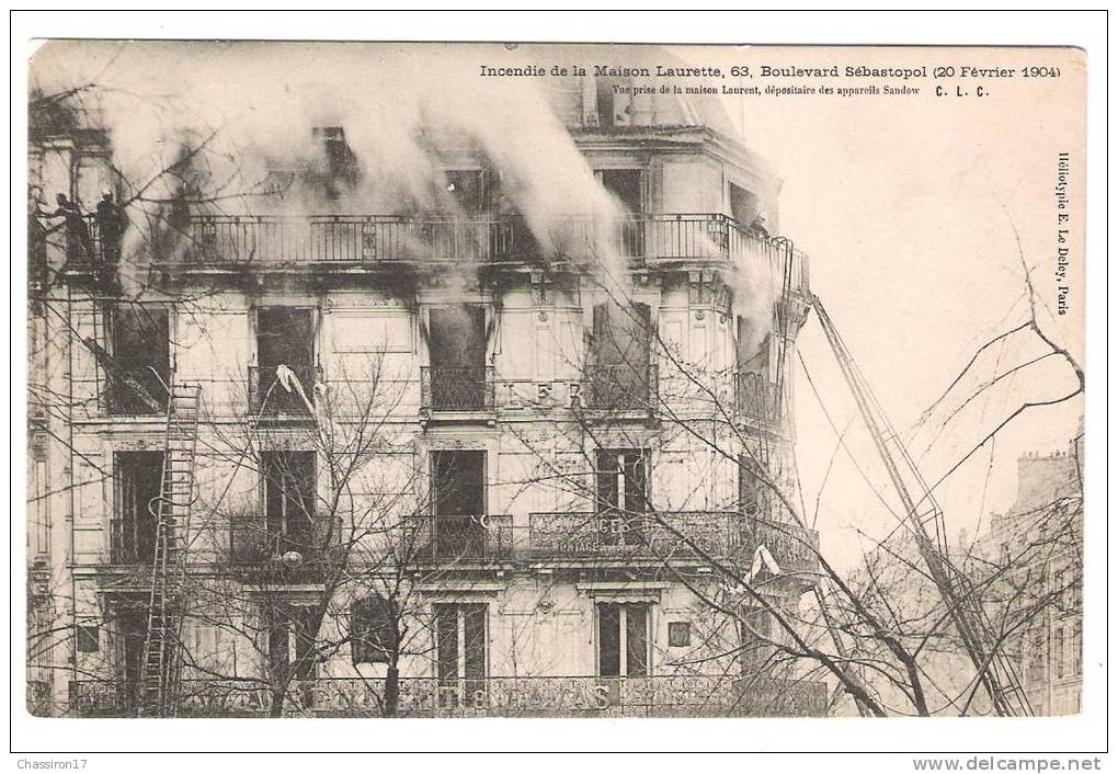 75 - PARIS - Incendie De La Maison Laurette, 63, Bd Sébastopol (20 Février 1904) ... - Sapeurs-Pompiers