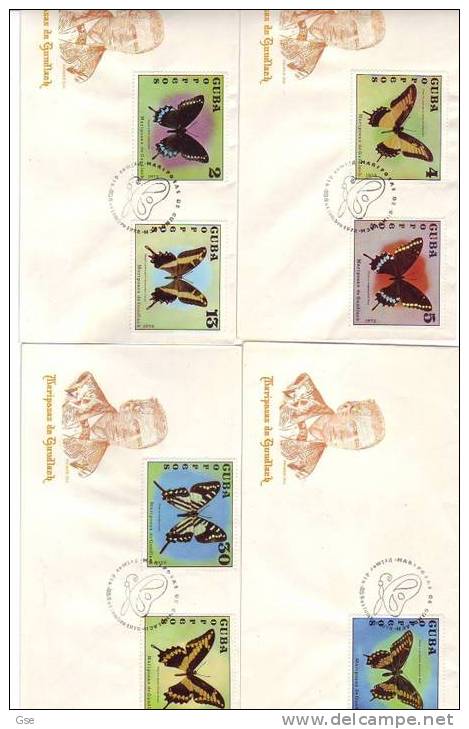 CUBA 1972 - Yvert 1605/11 - 4 FDC  - Ill. Special Cancel - Butterfly - FDC