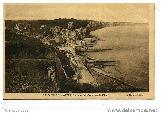 96 VEULES VUE GENERALE DE LA PLAGE VUE DES FALAISES CARON ED N ° 79 - Veules Les Roses