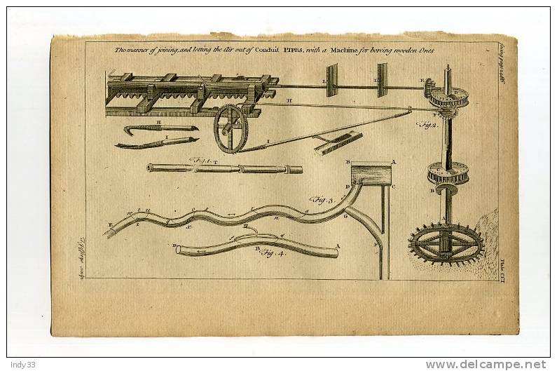 - THE MANNER OF JOINING AND LETTING THE AIR OUT OF CONDUIT PIPES... . EAU FORTE DU XVIIIe S. - Autres & Non Classés