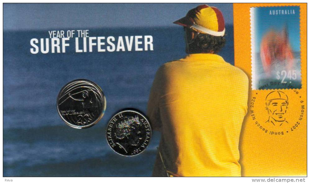 AUSTRALIA 20 CENTS LIFESAVER QEII HEAD 1 YEAR PNC 1ST 3-D STAMP 2007 UNC NOT RELEASED MINT READ DESCRIPTION CAREFULLY!! - Other & Unclassified