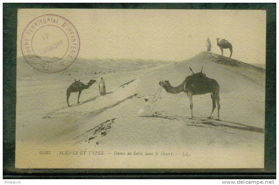MAROC FM Carte Postale Desert 1916 Corps D´occupation 113° Compagnie Ter. - Autres & Non Classés