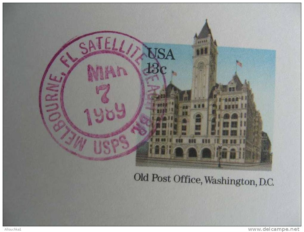 ENTIERS POSTAUX ENTIER POSTAL MARCOPHILIE CARTE LETTRE DES ETATS UNIS/  U S A WASHINGTON / OLD POST OFFICE 7 MARS 1989 - 1981-00