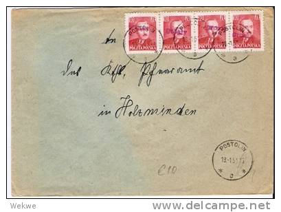 Pol133/   -POLEN -  Handstempel Grosay Auf 4-er Streifen Beirut, Postolin 1951 - Storia Postale