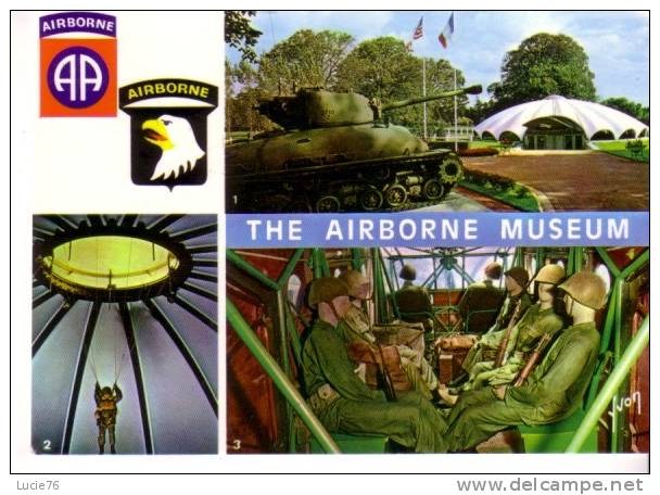 SAINTE MERE EGLISE  - Musée  -   The AIRBORNE  Muséum  - 3 Vues :  Extérieur Du Musée, Parachutistes à La Voute - Sainte Mère Eglise