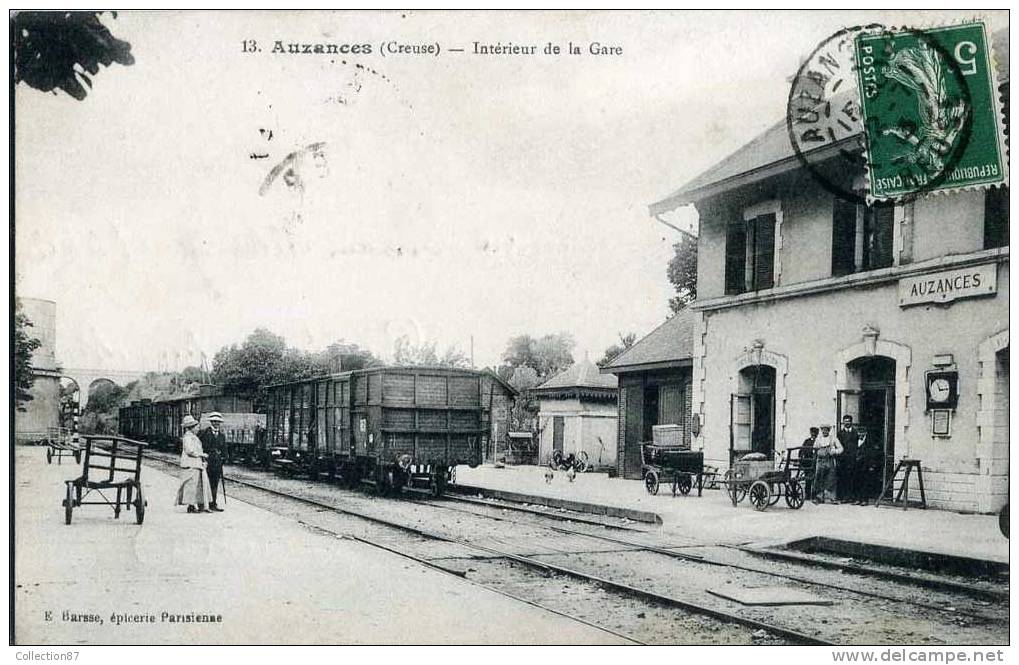 23 - CREUSE - AUZANCES - INTERIEUR De La GARE - TRAIN - CHEMIN De FER - Edit. E.  BARSSE EPICIER - Auzances