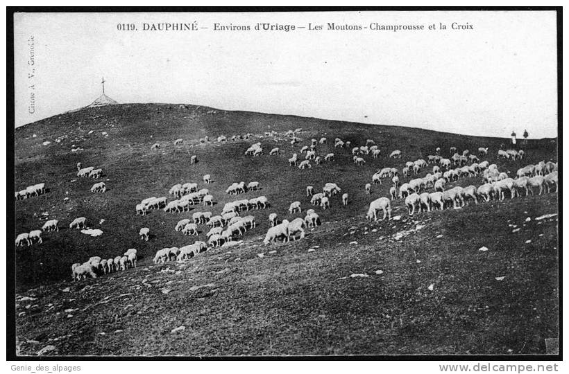 38- Isère, Environ Uriage, Les Moutons, Champrousse Et La Croix, CPA  Dos Div. Vierge, Ph A.V. - Uriage