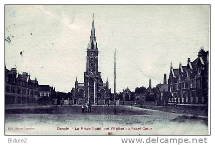 La Place B&audin Et L'Eglise Du Sacre Coeur - Denain