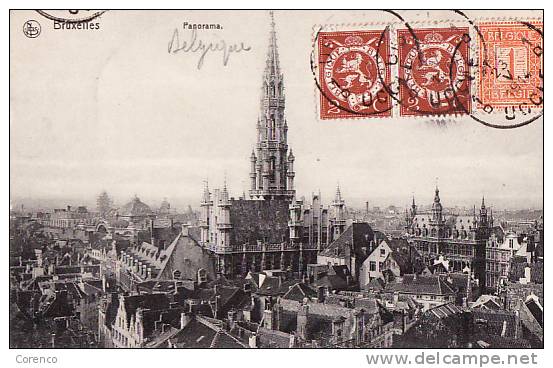 BEL   A 83  BRUXELLES   Panorama  Circulée  1914 - Panoramische Zichten, Meerdere Zichten