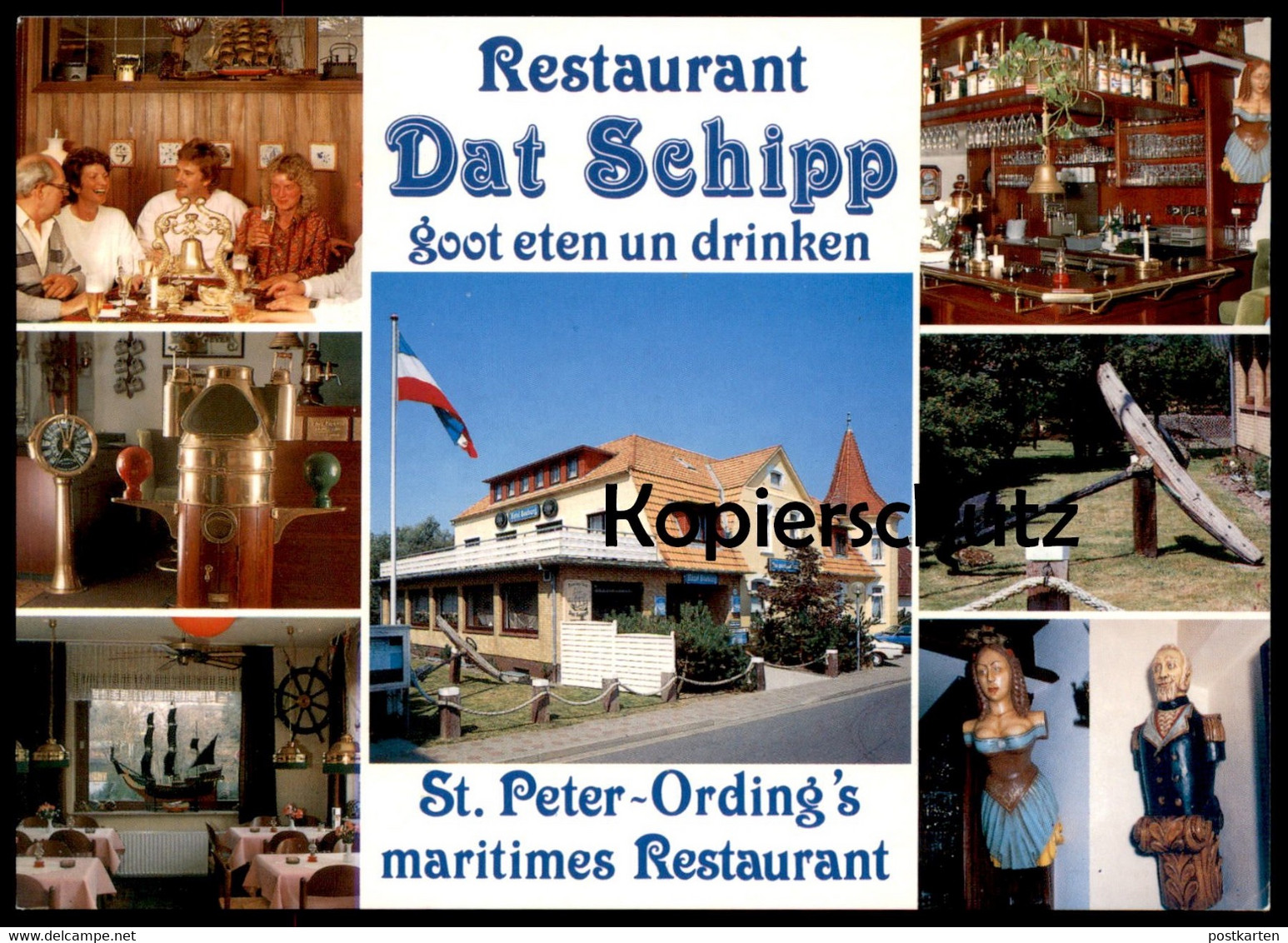 ÄLTERE POSTKARTE ST. PETER ORDING RESTAURANT DAT SCHIPP GALIONSFIGUR ANKER THEKE Ancre Anchor AK Ansichtskarte Postcard - St. Peter-Ording