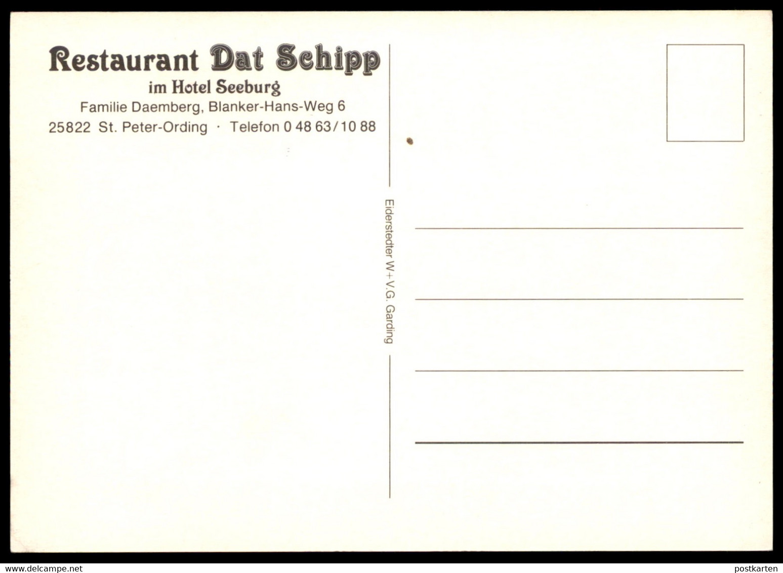 ÄLTERE POSTKARTE ST. PETER ORDING RESTAURANT DAT SCHIPP GALIONSFIGUR ANKER THEKE Ancre Anchor AK Ansichtskarte Postcard - St. Peter-Ording