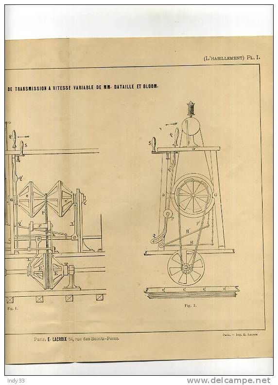 - L´HABILLEMENT . APPAREIL DE TRANSMISSION ... . GRAVURE DE L´EXPOSITION DE 1878 DE PARIS - Sonstige & Ohne Zuordnung