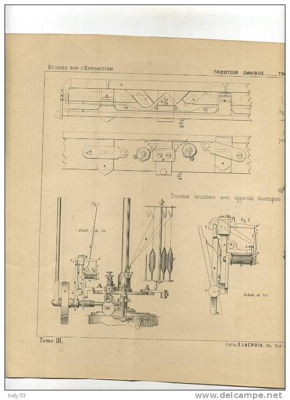 - TRICOTEUR OMNIBUS . TRICOTEUR RADIGUET . GRAVURE DE L´EXPOSITION DE PARIS DE 1878 - Tapis & Tapisserie