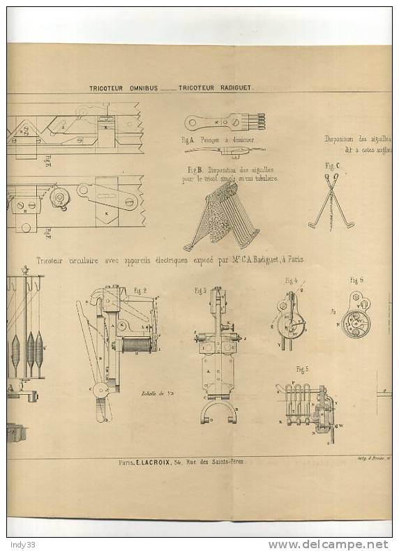 - TRICOTEUR OMNIBUS . TRICOTEUR RADIGUET . GRAVURE DE L´EXPOSITION DE PARIS DE 1878 - Rugs, Carpets & Tapestry