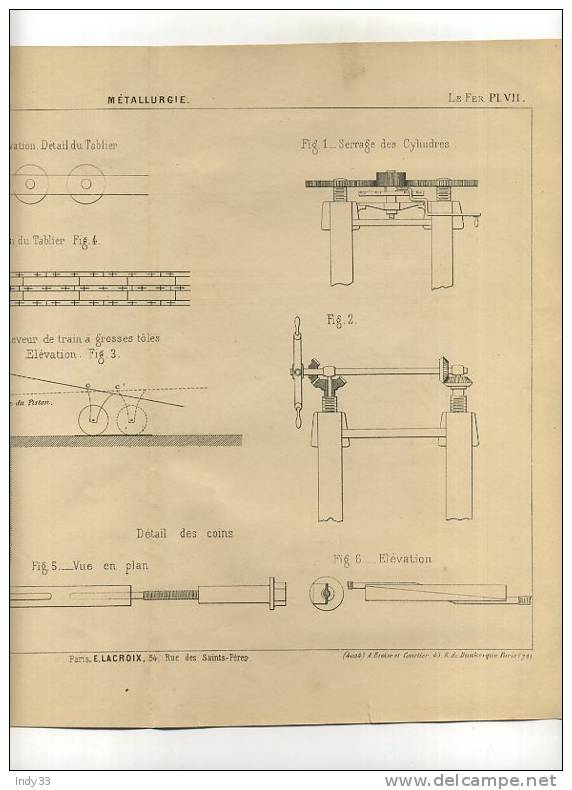 - METALLURGIE . APPAREIL RELEVEUR DE TRAINS A GROSSES TÔLES . GRAVURE DE L´EXPOSITION DE PARIS DE 1878 - Sonstige & Ohne Zuordnung