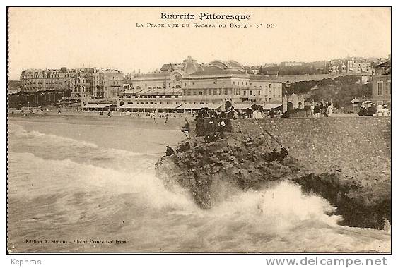 BIARRITZ PITTORESQUE - La Plage Vue Du Rocher De Basta N° 93 - Biarritz