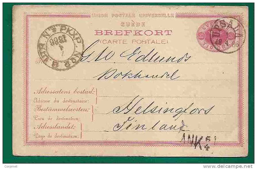 SWEDEN - 1886 ENTIRE From UPSALA To FINLAND - Black ANK 6/4 Cancellation - Brieven En Documenten