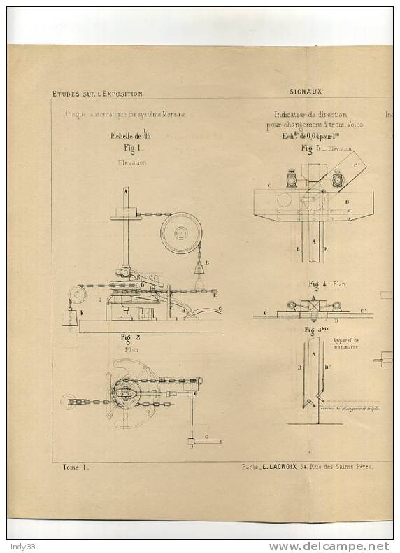 - CHEMINS DE FER . SIGNAUX . GRAVURE DE L´EXPOSITION DE PARIS DE 1878 - Eisenbahnverkehr