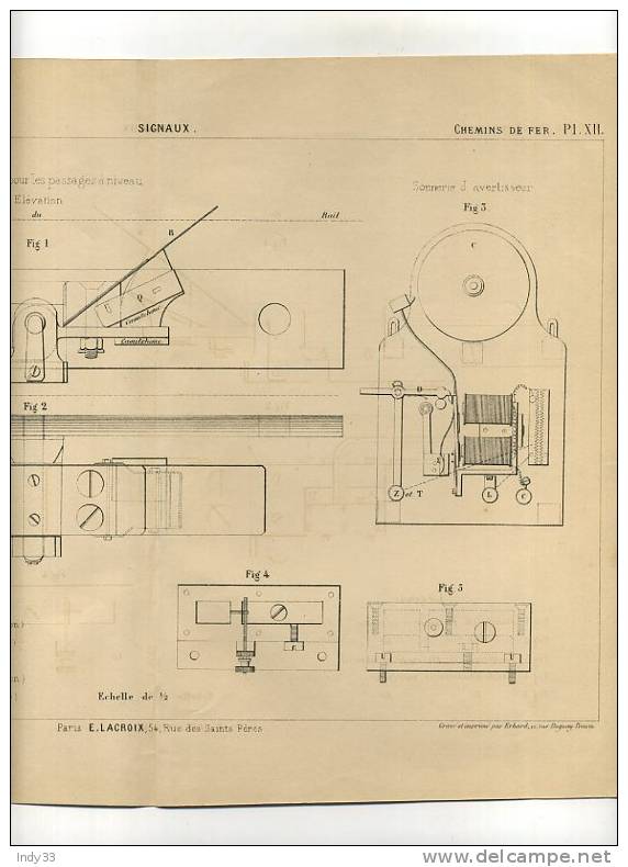 - CHEMINS DE FER . SIGNAUX . GRAVURE DE L´EXPOSITION DE PARIS DE 1878 - Eisenbahnverkehr