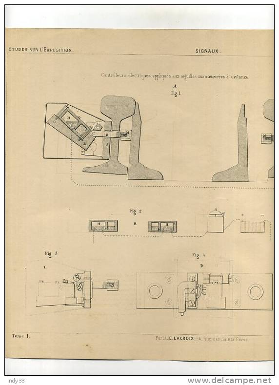 - CHEMINS DE FER . SIGNAUX . GRAVURE DE L´EXPOSITION DE PARIS DE 1878 - Spoorweg