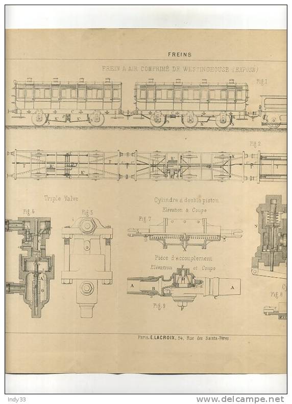 - CHEMINS DE FER . FREINS ... . GRAVURE DE L´EXPOSITION DE PARIS DE 1878 - Chemin De Fer