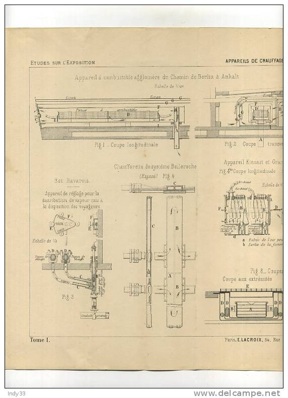 - CHEMINS DE FER . APPAREILS DE CHAUFFAGE  . GRAVURE DE L´EXPOSITION DE PARIS DE 1878 - Railway