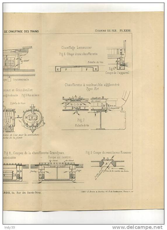 - CHEMINS DE FER . APPAREILS DE CHAUFFAGE  . GRAVURE DE L´EXPOSITION DE PARIS DE 1878 - Spoorweg