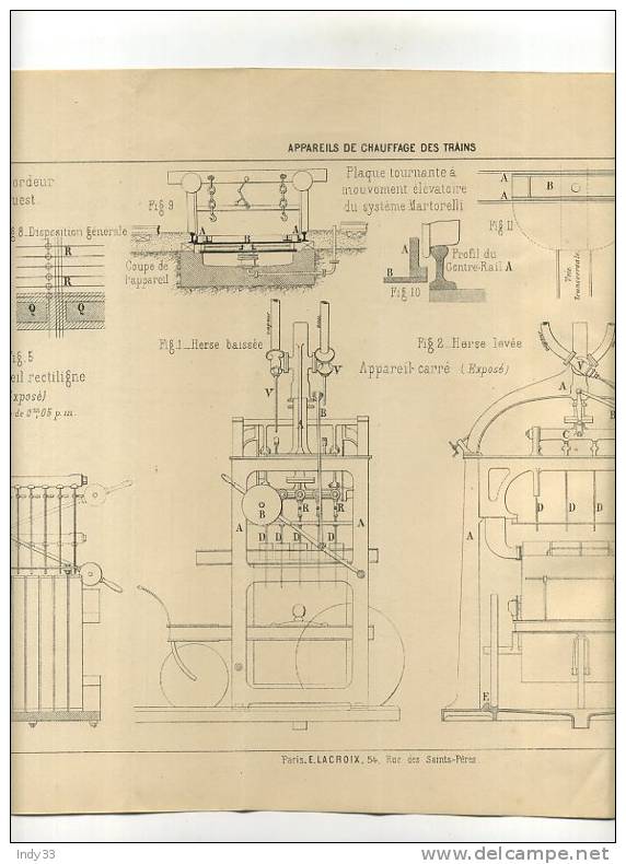 - CHEMINS DE FER . APPAREILS DE CHAUFFAGE DES TRAINS  . GRAVURE DE L´EXPOSITION DE PARIS DE 1878 - Spoorweg