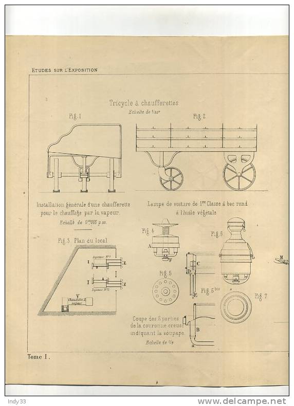 - CHEMINS DE FER . APPAREILS DE CHAUFFAGE DES TRAINS  . GRAVURE DE L´EXPOSITION DE PARIS DE 1878 - Spoorweg