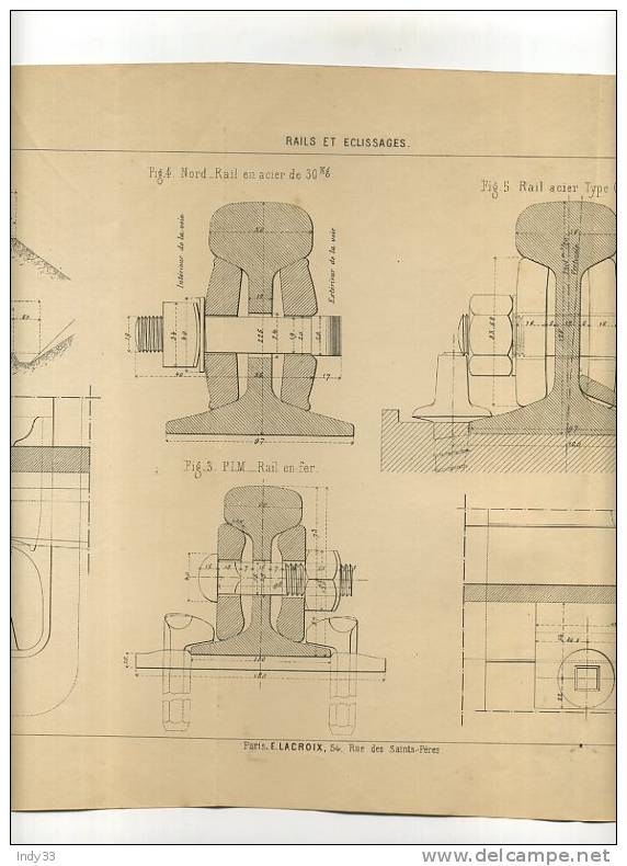 - CHEMINS DE FER . RAILS ET ECLISSAGES . GRAVURE DE L´EXPOSITION DE PARIS DE 1878 - Chemin De Fer