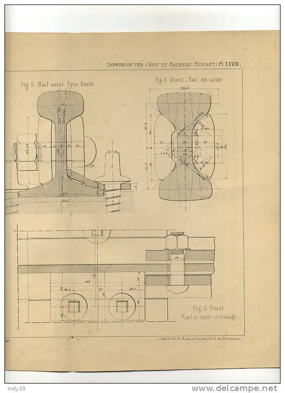 - CHEMINS DE FER . RAILS ET ECLISSAGES . GRAVURE DE L´EXPOSITION DE PARIS DE 1878 - Chemin De Fer