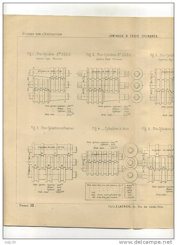 - METALLURGIE . LAMINAGE A TROIS CYLINDRES . GRAVURE DE L´EXPOSITION DE PARIS DE 1878 - Sonstige & Ohne Zuordnung