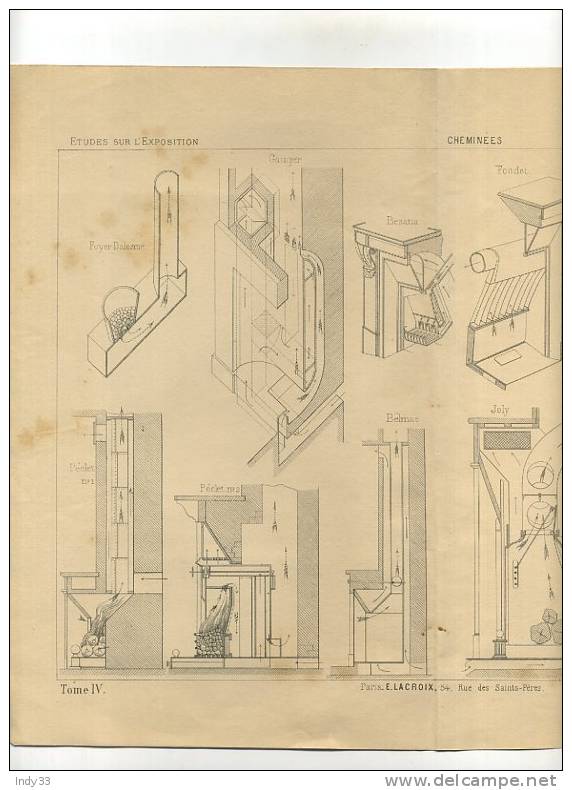 - CHEMINEES . GRAVURE DE L´EXPOSITION DE PARIS DE 1878 - Other & Unclassified