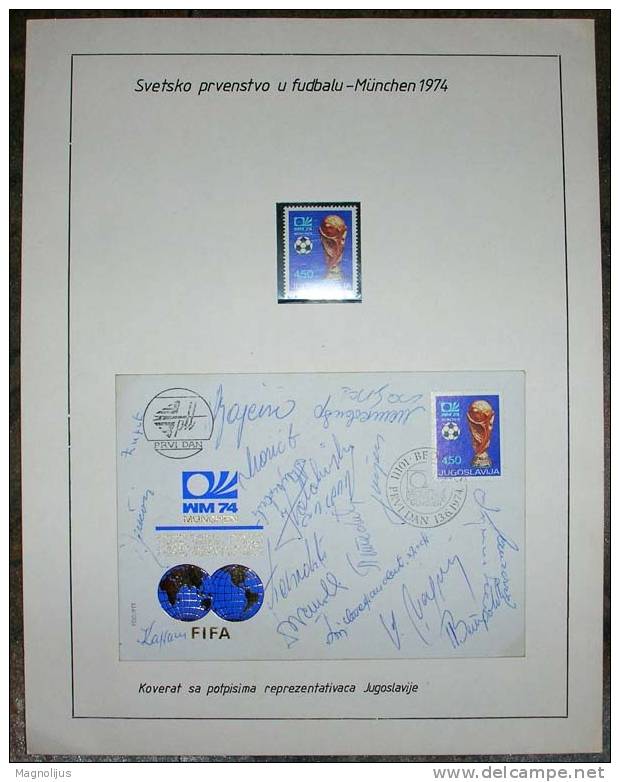 R!R!R!,Sport,Football,Soccer,World Championship,WM 74,Munchen,FIFA,FDC,Cover,Yugoslavia,A-team,Autographs,All Players,R! - 1974 – West-Duitsland