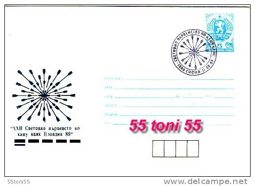 Bulgaria 1989 Canoeing And Kayak Championships Postal Stationery + First Day - Canoë